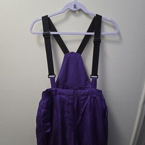 Total Girls Ski Pants Purple Detachable Zip Suspenders Insulated Lined Sz 16½
